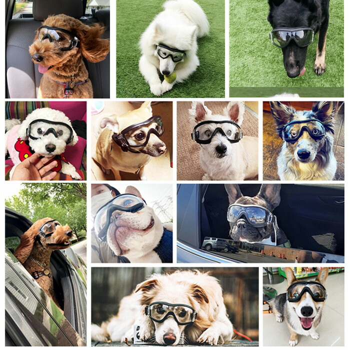 犬 サングラス ペット用 ゴーグル アクセサリー コスプレ コスチューム 小型犬 中型犬 大型犬 調節可能 黒 フレンチブルドック 犬ゴーグル 子犬UV保護
