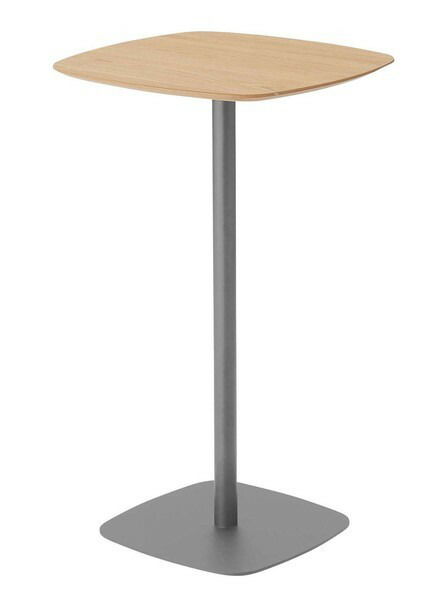東谷 ハイテーブル W60×D60×H102.5 ホワイト/グレー スチール(粉体塗装) 天然木突板(オーク) ウレタン塗装 PT-994