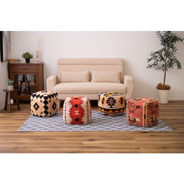 東谷 キリムスツール 中近東 オルテガ調 オシャレ アクセント スツール 肘掛け オットマン ビーズクッション 発砲ビーズ FAB-002fab-002