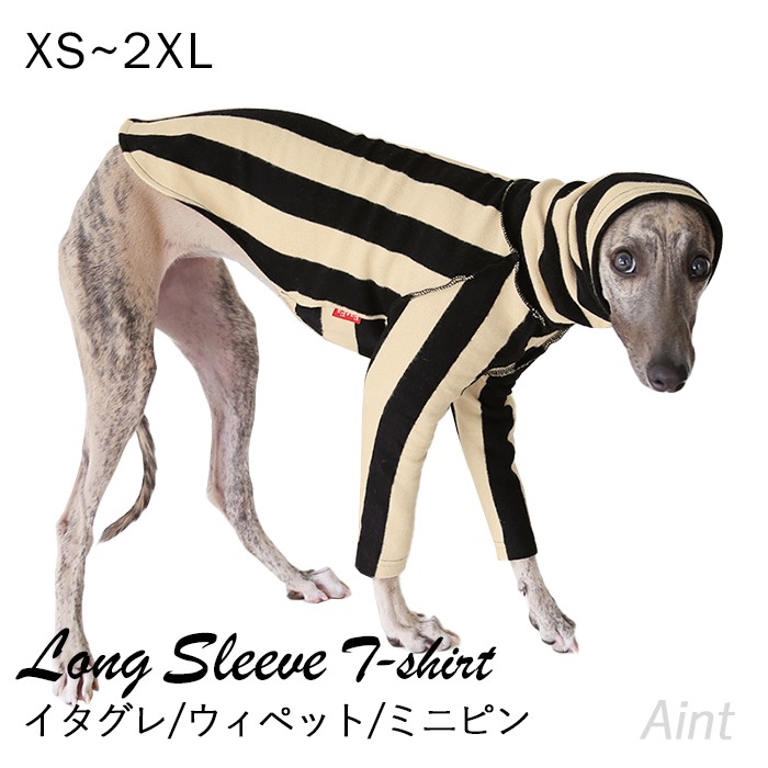 イタグレ Tシャツ ハイネック ウィペット ミニピン イタグレ服 ストライプ 部屋着 犬 服 XS~2XL イタリアングレーハウンド 犬服 ミニチュアピンシャー サイトハウンド シンプル カッコイイig039ts