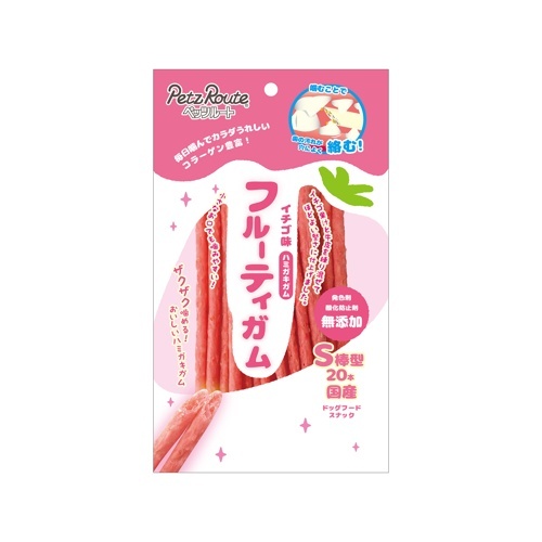 【お取り寄せ】 PETZ ﾌﾙｰﾃｨｰｶﾞﾑ ｲﾁｺﾞ S棒型 20本 日本242627-01