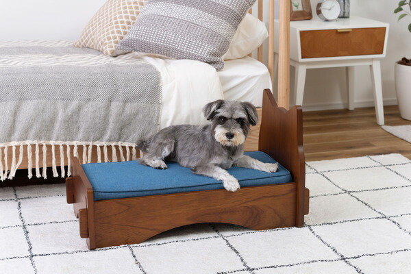 東谷 猫 ペットベッド W40xD75xH40xSH18 組立式 ブラウン ホワイト  天然木(ミンディ) ラッカー塗装  犬 安心 コットン ポリエステル ネコ 落ち着く PET-69pet-69