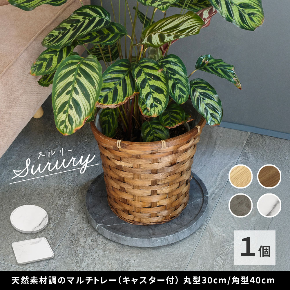 住まいスタイル 天然素材調のマルチトレー(キャスター付) 丸型30cm/角型40cm TR-CS<br> スタンド ベース プランター 植物 フラワー 家電 空気清浄機 台車 台 花台 キャリー 木目tr-cs